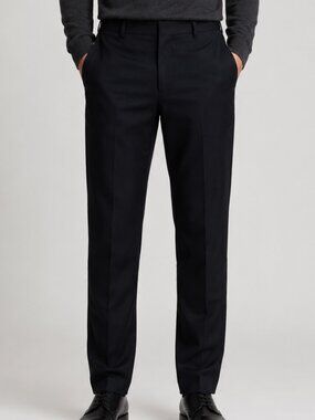 Retro Mens Black Flat Front Dress Pants Slacks 38x34 Classic Fit LIKE NEW